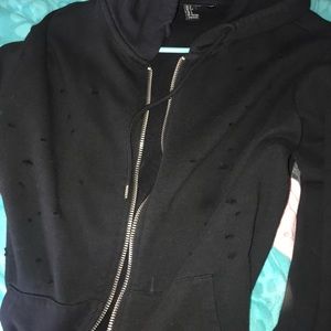 Distressed black sweater